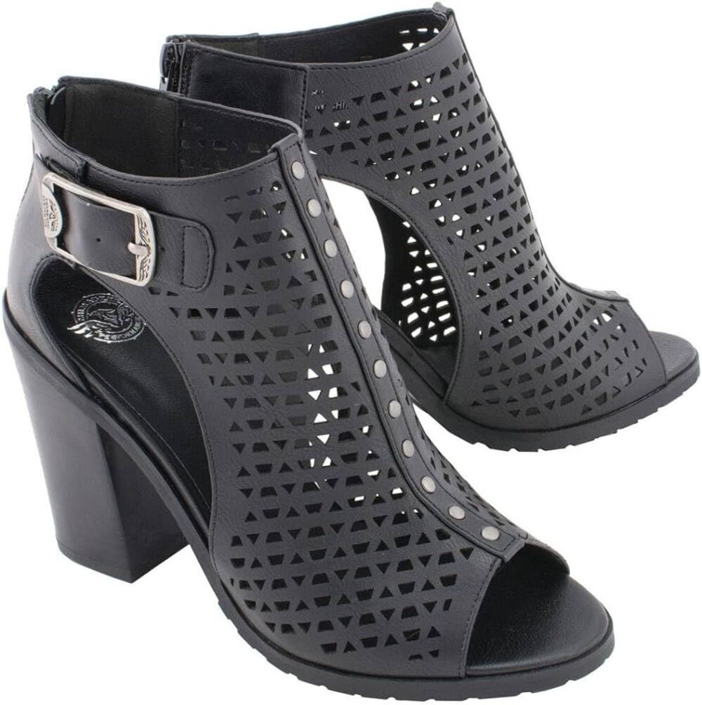 Milwaukee Leather MBL9453 Women's Black Mesh Open-Toe Platform Fashion Shoes 6 M